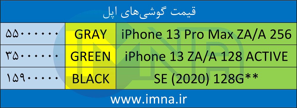 قیمت امروز گوشی آیفون 15 خردادماه + جدول 2