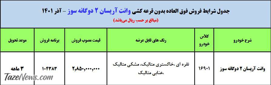 آغاز فروش فوق‌العاده یک محصول ایران خودرو از فردا + جدول 2